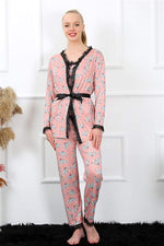 Women's 3-pack Salmon Dressing Gown Pajamas Set 16103