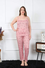 Women's Large Size Salmon Rope Strap Pajamas Set 202196