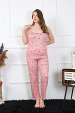 Women's Large Size Salmon Rope Strap Pajamas Set 202196