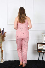 Women's Large Size Salmon Rope Strap Pajamas Set 202196