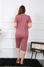 Women's Large Size Viscon Capri Pajamas Set 202201