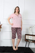 Women's Large Size Viscon Capri Pajamas Set 202202