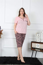 Women's Large Size Viscon Capri Pajamas Set 202202