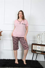 Women's Large Size Viscon Capri Pajamas Set 202202