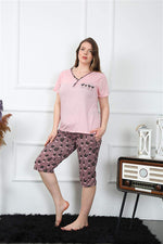 Women's Large Size Viscon Capri Pajamas Set 202202