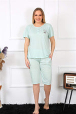 Women's Plus Size Viscon Water Green Capri Pajamas Set 202193