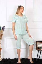 Women's Plus Size Viscon Water Green Capri Pajamas Set 202193