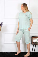 Women's Plus Size Viscon Water Green Capri Pajamas Set 202193