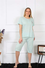 Women's Plus Size Viscon Water Green Capri Pajamas Set 202193