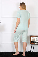 Women's Plus Size Viscon Water Green Capri Pajamas Set 202193