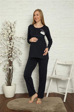 Women's Pregnant Postpartum Navy Blue Pajamas Set 45201