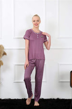 Women's Plum Short Sleeve Pajamas Suit 20388