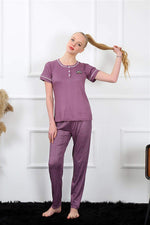 Women's Plum Short Sleeve Pajamas Suit 20388