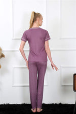 Women's Plum Short Sleeve Pajamas Suit 20388