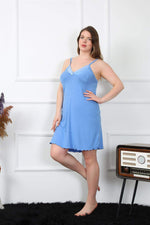 Women's Cotton Blue Rope Strap Plus Size Nightgown 1021