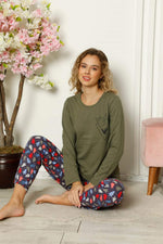 WOMEN'S combed long arm pajama set 4101