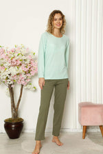 Women's Combed Long Sleeve Pajamas Set 4110