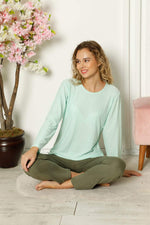 Women's Combed Long Sleeve Pajamas Set 4110