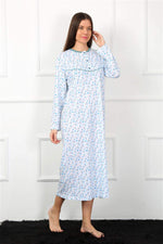Long Sleeve Blue Mother Nightgown 1360