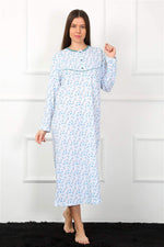 Long Sleeve Blue Mother Nightgown 1360
