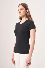 Basic V-Neck Short Sleeve Black T-Shirt
