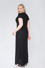 Plus Size Evening Dress Front Slit Long Silvery Evening Dress 91-8888