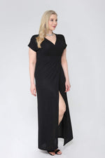 Plus Size Evening Dress Front Slit Long Silvery Evening Dress 91-8888