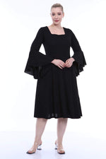 Plus Size Square Collar Sleeve Cape Silvery Evening Dress kl8010