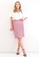 Large Size Zara Sequin Evening Skirt KL06 Pink