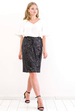 Large Size Zara Sequin Evening Skirt KL06 Black