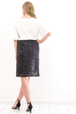 Large Size Zara Sequin Evening Skirt KL06 Black