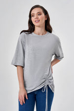 Pleated Gray Melange T-Shirt