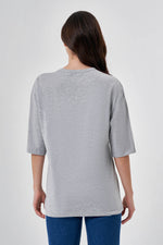 Pleated Gray Melange T-Shirt