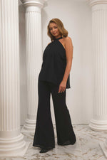 Angelino black chiffon tie from the neck jumpsuit