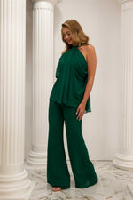 Angelino emerald chiffon neck tied tulum