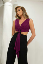 Angelino Fuchsia Black Belly Buckle with Décolleté jumpsuit