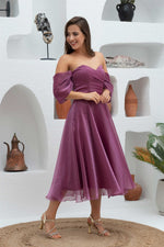 Angelino Fuchsia Low Sleeve Organze Engagement Dress Dress