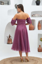 Angelino Fuchsia Low Sleeve Organze Engagement Dress Dress