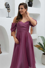 Angelino Fuchsia Low Sleeve Organze Engagement Dress Dress