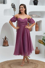 Angelino Fuchsia Low Sleeve Organze Engagement Dress Dress