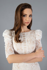 Angelino Ecru lace arm flywheel engagement dress and wedding dress