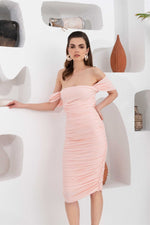 Angelino Salmon Sandy Shirred Short Dress Dress