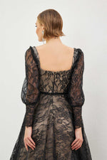 Angelino black lace square collar engagement evening dresses