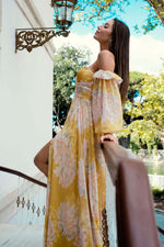 Angelino Yellow impirm Low Sleeve Slip Long Evening Dress