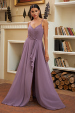 Angelino Lavender Long Evening Dress with Ruffle Sanling Hanger
