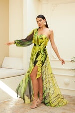 Angelino Yellow Printed Pareo Party Dress
