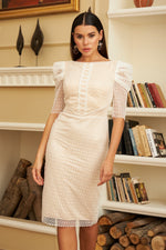 Angelino White Lace Lever Flane Word dress and engagement dress