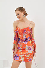 Orange Empirme Short Evening Dress