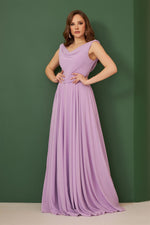 Angelino Lila Kshon Degaje Collar Long Evening Dress and Invitation Dress