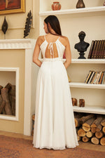 Angelino ecru chiffon stamp sequined long wedding dress